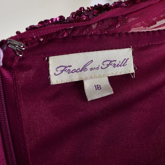 Frock and Frill Burgundy Floral Sequin Formal Dress US 14 - Picture 10 of 10